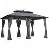 Outsunny Gazebo 10' X 13' Avec Rideaux Et Lumieres Led A Energie Solaire