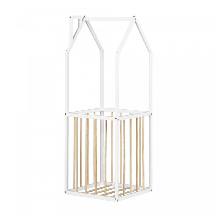 Meuble de rangement Ohana en forme de maison - blanc et naturel