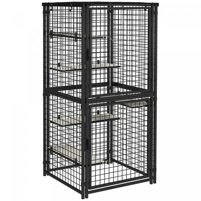 Pawhut 71"h Large Cat Cage, Multi-level Catio Outdoor Cat Enclosure With Uv-and Water Resistant Cove|Pawhut 33 "l Cag Cage Multi-level Catio Steel Exterieur Chat Enceinte Avec Couvercle Resistant Aux U
