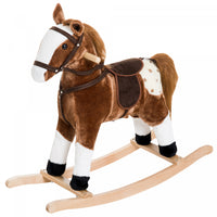 Qaba Cheval A Bascule En Peluche Poney Enfants Jouet Avec Son Realiste (marron)