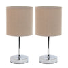 Ensemble de 2 mini lampes de table de base de Simple Designs chromées - beige