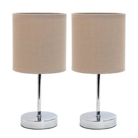 Ensemble de 2 mini lampes de table de base de Simple Designs chromées - beige