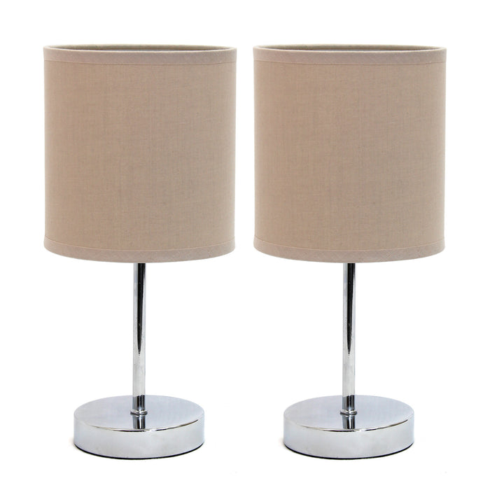 Ensemble de 2 mini lampes de table de base de Simple Designs chromées - beige