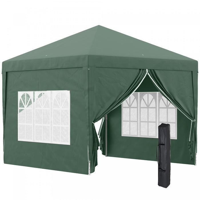 Outsunny 10'x10' Tente De Reception Tonnelle Avec Sac De Transport, Vert