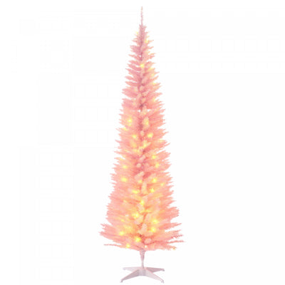 HOMCOM 7' Prelit Artificial Christmas Tree with Warm White LED Lights
