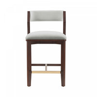  Tabouret de comptoir moderne Patricia en bois avec revetement en tissu, coloris Glacier blanc