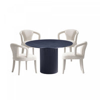 Ensemble de salle a manger 5 pieces Hathaway et Palmer Modern Industry Chic en finition Silver Lining et noir