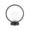 Lampe de table Adrienna de Dainolite en verre blanc opale, avec fini noir mat et 1 ampoule