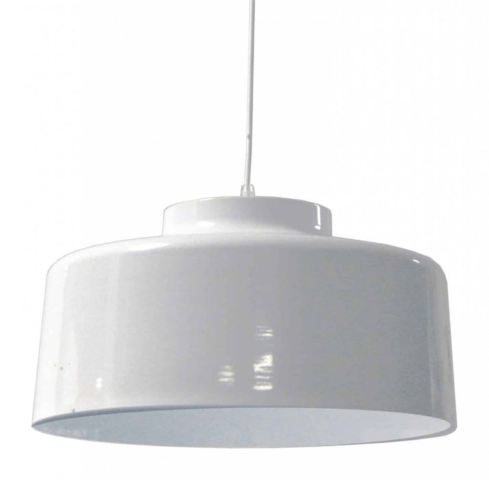 Luminaire suspendu Kup de Dainolite en métal, avec fini blanc et 1 ampoule