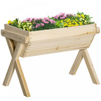 Outsunny 32'' X 19'' X 24'' Lit De Jardin Sureleve, Boite De Plantation Surelevee En Bois Avec Tissu