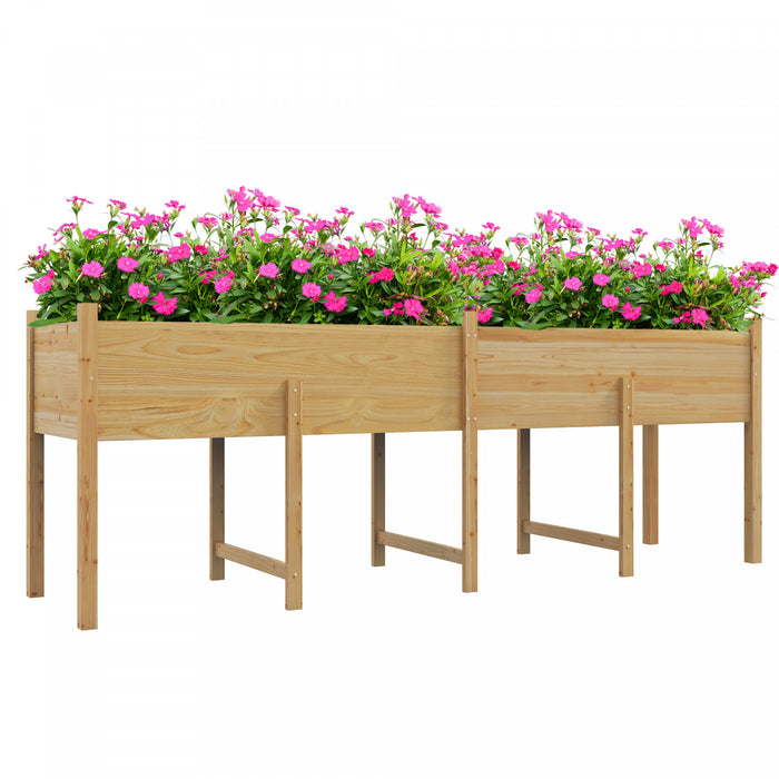 Outsunny Jardiniere En Bois Avec Pieds Et Trous De Drainage, Naturel