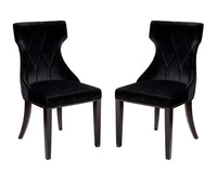 Ensemble 2 chaises de salle à manger Reine de Manhattan Comfort en velours - noir et noyer