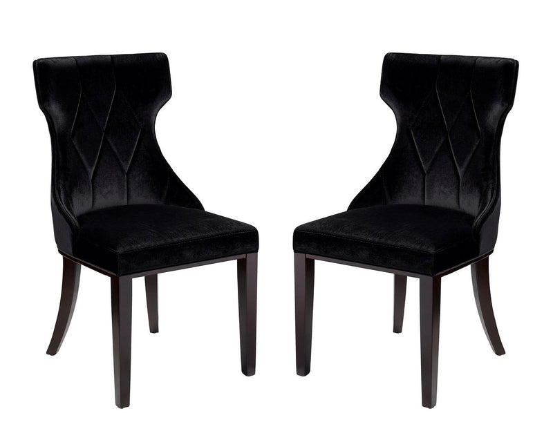 Ensemble 2 chaises de salle à manger Reine de Manhattan Comfort en velours - noir et noyer