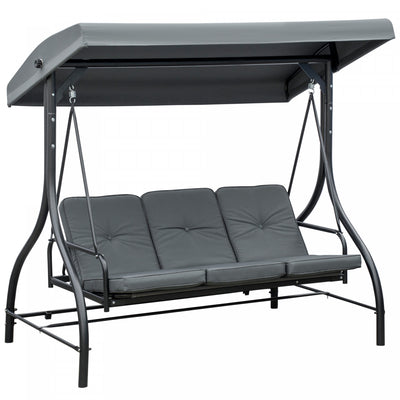 Outsunny 3 Seater Patio Swing Chair Convertible Cushioned Porch Swing Bed Outdoor Swing With Canopy |Outsunny Chaise D'oscillation De Patio 3 Places Avec Lit Convertible