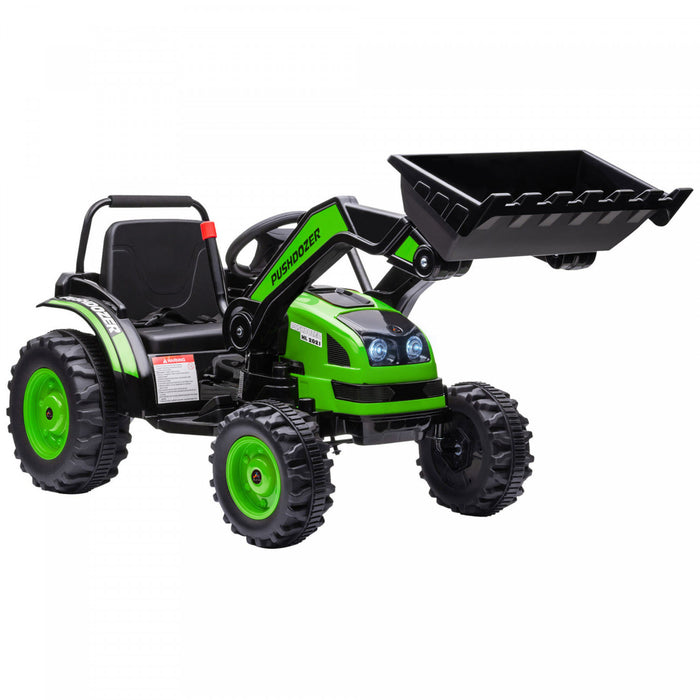 Aosom Voiture Electrique 6v Alimentee Par Batterie, Tracteur De Construction, Phare, Musique, Avance Arriere Engrenage Pour 3-5 Ans Vert