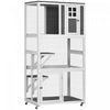 Pawhut Maison Pour Chat D'exterieur Avec Roulettes, Grande Enceinte En Bois De 91,4 Cm De Long Avec 2 Plates-formes, Toit En Asphalte, Portes Verrouillables, Condo De Repos