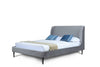 Lit Queen Heather style milieu du siecle moderne, rembourre en velours gris et noir