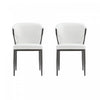 Chaise de salle a manger moderne en metal et cuir vegetalien Kirsten, blanc - Lot de 2