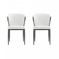 Chaise de salle a manger moderne en metal et cuir vegetalien Kirsten, blanc - Lot de 2