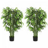 HOMCOM Ensemble de 2 Bambous Artificiels de 140 cm, Plantes Fausse pour Decoration Interieure