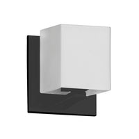 Applique murale Verona de Dainolite en verre blanc, avec fini noir mat et 1 ampoule