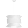 Luminaire suspendu Questa de Dainolite avec abat-jour blancs, fini chromé poli et 4 ampoules