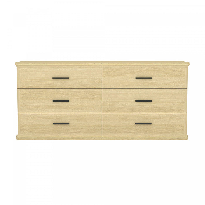 Commode traditionnelle Clifford en chene naturel (6 tiroirs)