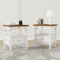 Aspen Lot de 2 Tables de Nuit avec Tiroirs et Etageres Ouvertes, Blanc Lait