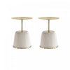 Table d’appoint moderne Anderson a plateau en metal et revetement creme – Lot de 2