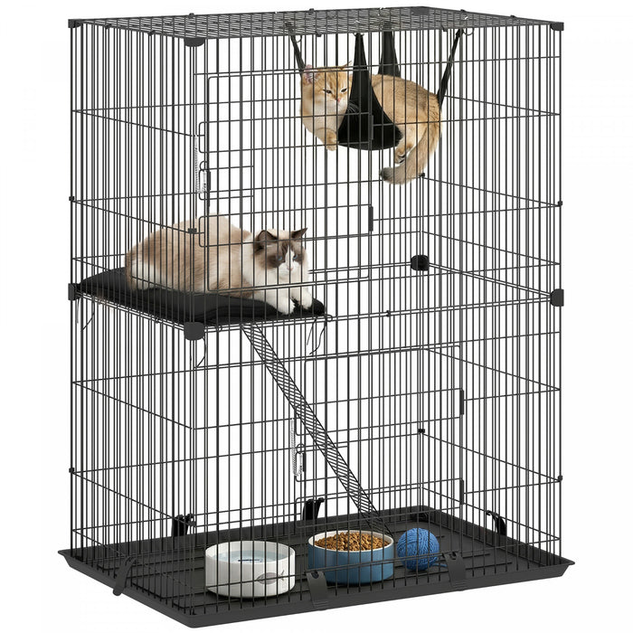 Cage pour Chat a 2 Niveaux Interieure avec Hamac pour 1-2 Chatons