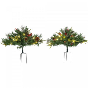 Homcom Paquet De 2 Sapins De Noel Artificiels Pre-eclaires