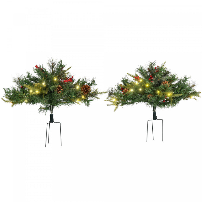 Homcom Paquet De 2 Sapins De Noel Artificiels Pre-eclaires
