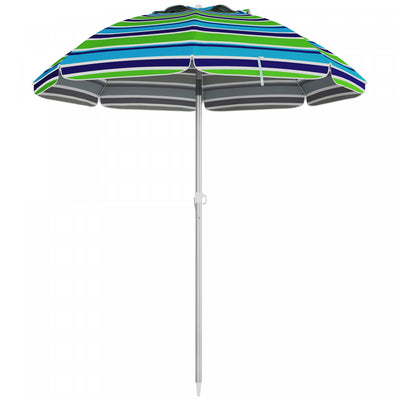 Outsunny 6' Portable Beach Umbrella With Sand Anchor Tilt Bag Multicolour