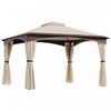Tente A Auvent Avec Toit Souple Outsunny De 10 Pi X 12 Pi Avec Toit Double, Conception D'avant-toit Et Patio Exterieur A Paroi Laterale En Filet Grand Jardin