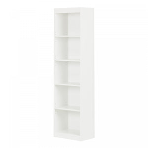 Axess Bibliotheque Etroite 5 Tablettes - Blanc Solide