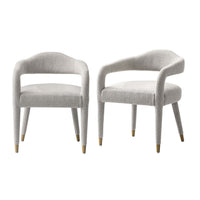 Fauteuil Aspen d’inspiration mi-siecle moderne en tweed argente – Lot de 2