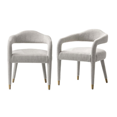 Aspen Mid-Century Modern Upholstered Tweed Armchair in Silver Lining - Set of 2 | Fauteuil Aspen d’inspiration mi-siecle moderne en tweed argente – Lot de 2