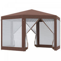 Tente De Reception Hexagonale Outsunny 13 Pi X 13 Pi Avec Filets, Brun