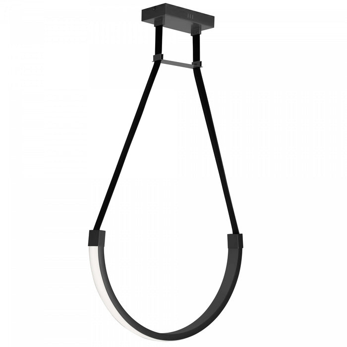 Luminaire suspendu Regan de Dainolite en silicone blanc qui diffuse la lumière, avec fini noir mat et ampoule à DEL de 30 W