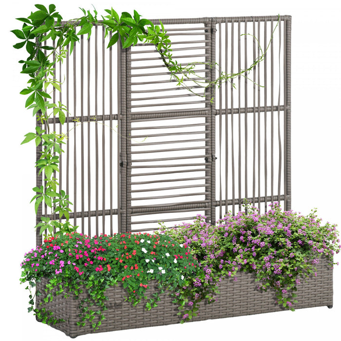 Outsunny Jardiniere En Rotin Avec Treillis, Jardiniere Surelevee, Gris