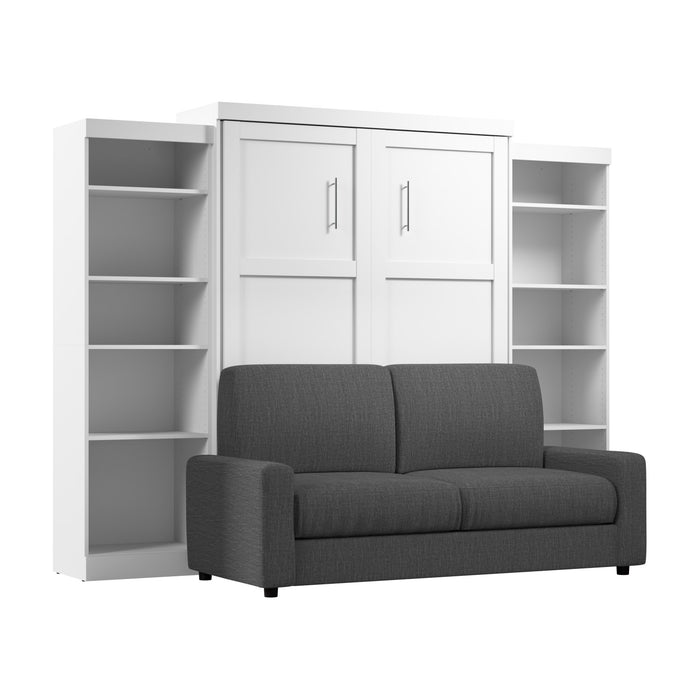 Grand lit escamotable Pur de Bestar avec 10 tablettes et sofa - blanc