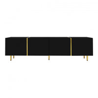  Meuble Tv Moderne Frances Avec 4 Portes, Noir Laque Brillant