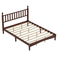 Oliver Lit Plateforme Retro en Bois avec Tete de Lit en Forme de Gourde et Support - Taille Queen