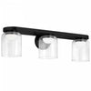 Lumière de coiffeuse Nadine de Dainolite en verre transparent, avec fini noir mat et ampoule à DEL de 30 W