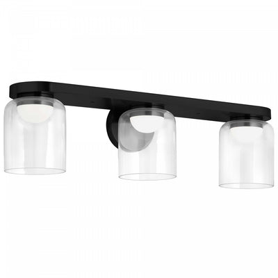Dainolite Nadine LED Vanity 30w Matte Black Clear Glass Lamp|Lumière de coiffeuse Nadine de Dainolite en verre transparent, avec fini noir mat et ampoule à DEL de 30 W