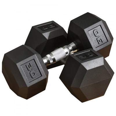 Soozier 2 x 30lbs Rubber Dumbbells Weight Set, Dumbbell Hand Weight for Body Fitness Training