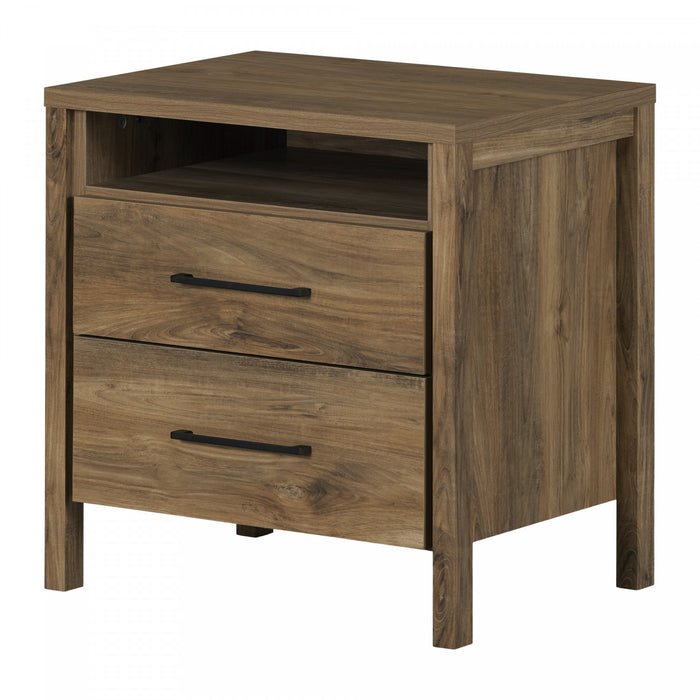 Gravity Table De Chevet 2 Tiroirs - Manguier Naturel