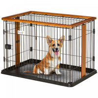 Pawhut Cage En Acier Pour Chien, Niche Legere Pour Chiot, Avec Porte Avant, Loquet Securise, Plateau