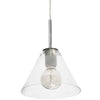 Grand luminaire suspendu Roswell de Dainolite en verre transparent, avec fini chromé satiné et 1 ampoule