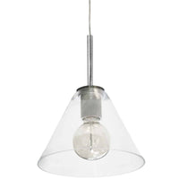 Grand luminaire suspendu Roswell de Dainolite en verre transparent, avec fini chromé satiné et 1 ampoule